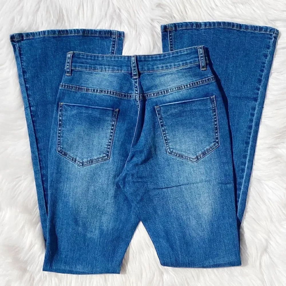 Groupie Ripped Knee Flare Jeans Dark Wash Size 26 - Picture 13 of 14